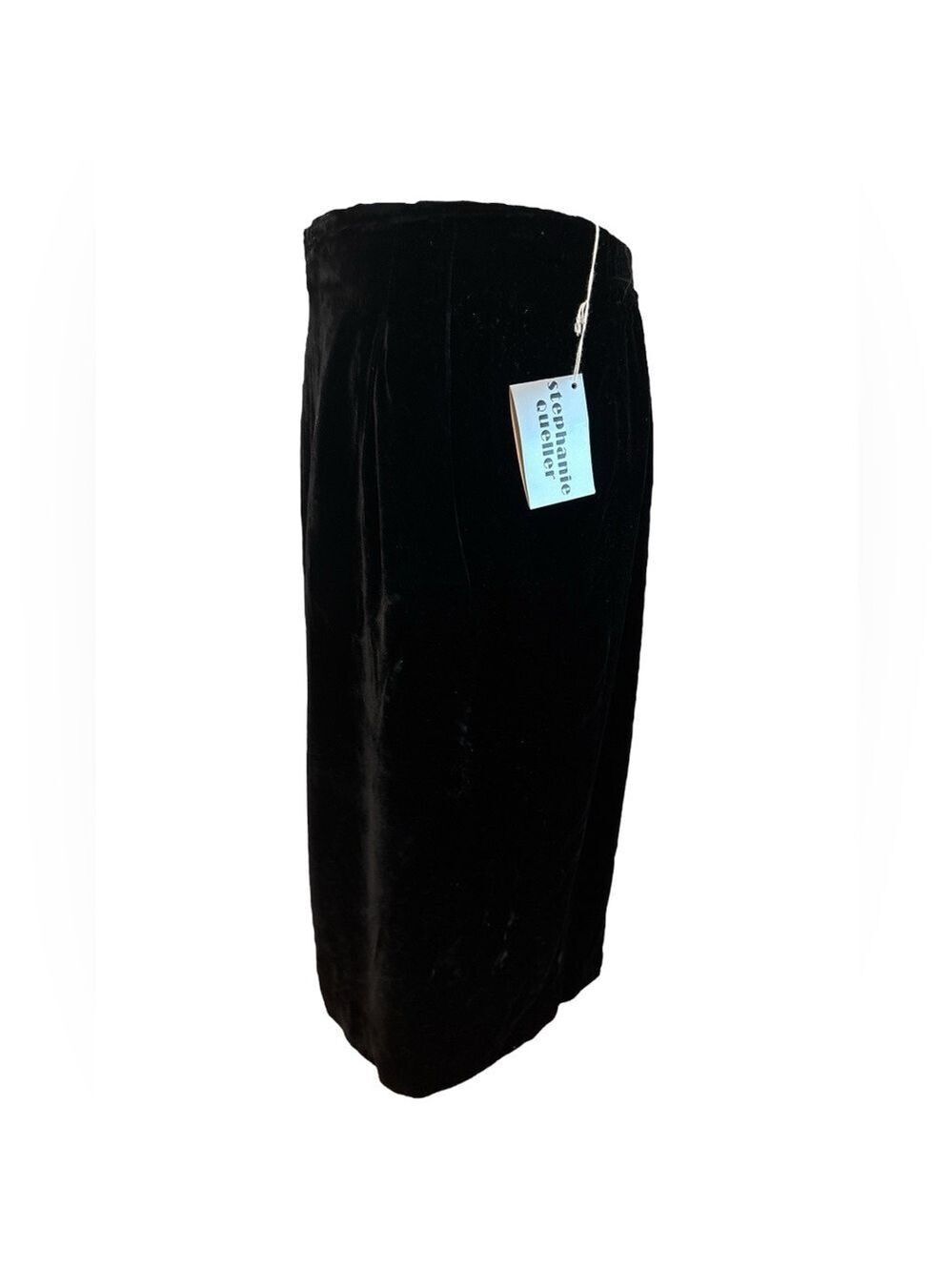 NWT 90s STEPHANIE QUELLER VELVET BLACK MIDI PENCIL SKIRT LUXURY SZ 14W - Picture 4 of 8